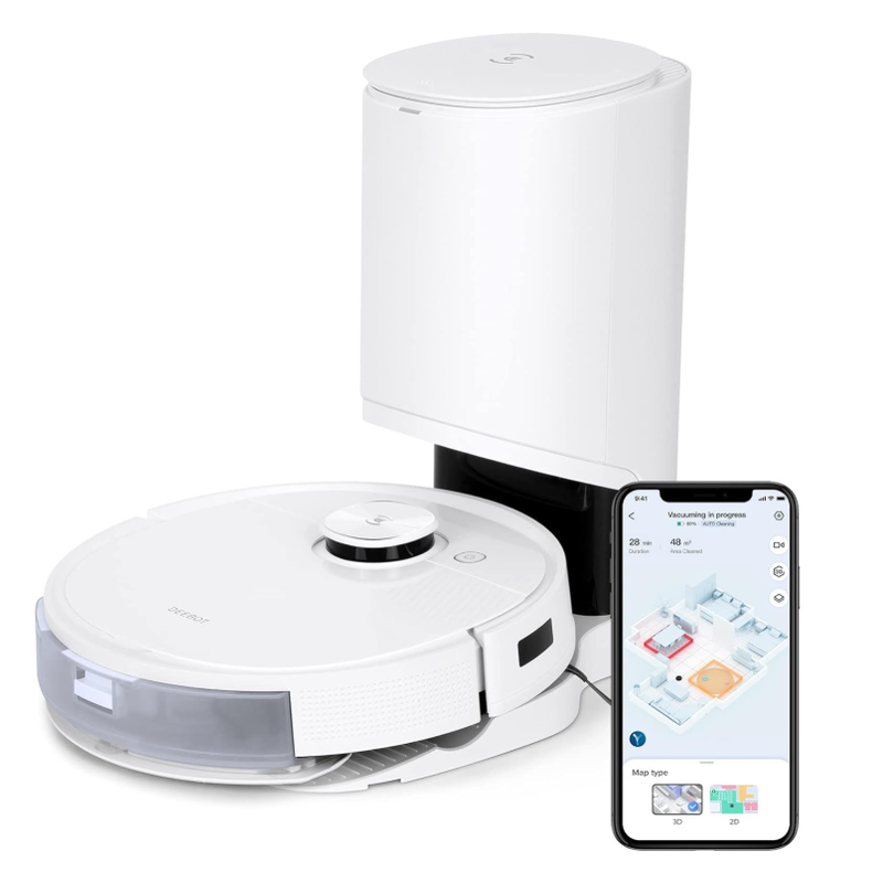 ECOVACS DEEBOT TEO+ 机器人真空拖把组合 带自动清空站 精密激光映射 3D地图 振荡拖地 3000帕吸力 免提清洁长达60天