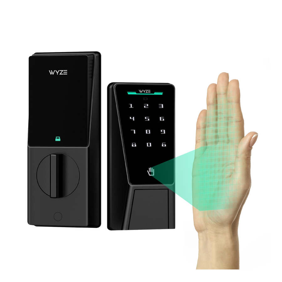 Wyze 手掌锁,带手掌静脉识别的智能门锁,无钥匙进入智能锁,适用于前门,键盘,自动锁,双电池,Wi-Fi,可与 Alexa 和 Google 配合使用,BHMA,IP53,机械钥匙