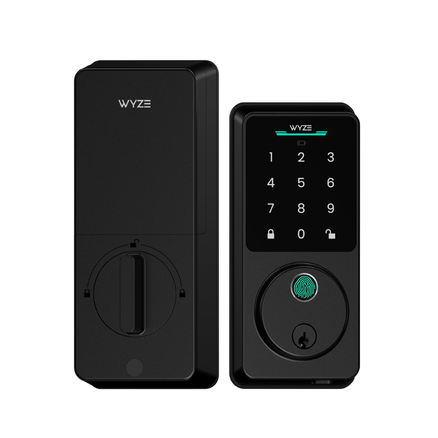 Wyze 自动锁螺栓 v2,指纹无钥匙进入智能锁,AI 学习扫描仪,带 Wi-Fi 前门锁门栓,自动锁定,8 个月电池,BHMA2,IP53,防偷窥键盘,备用钥匙 S