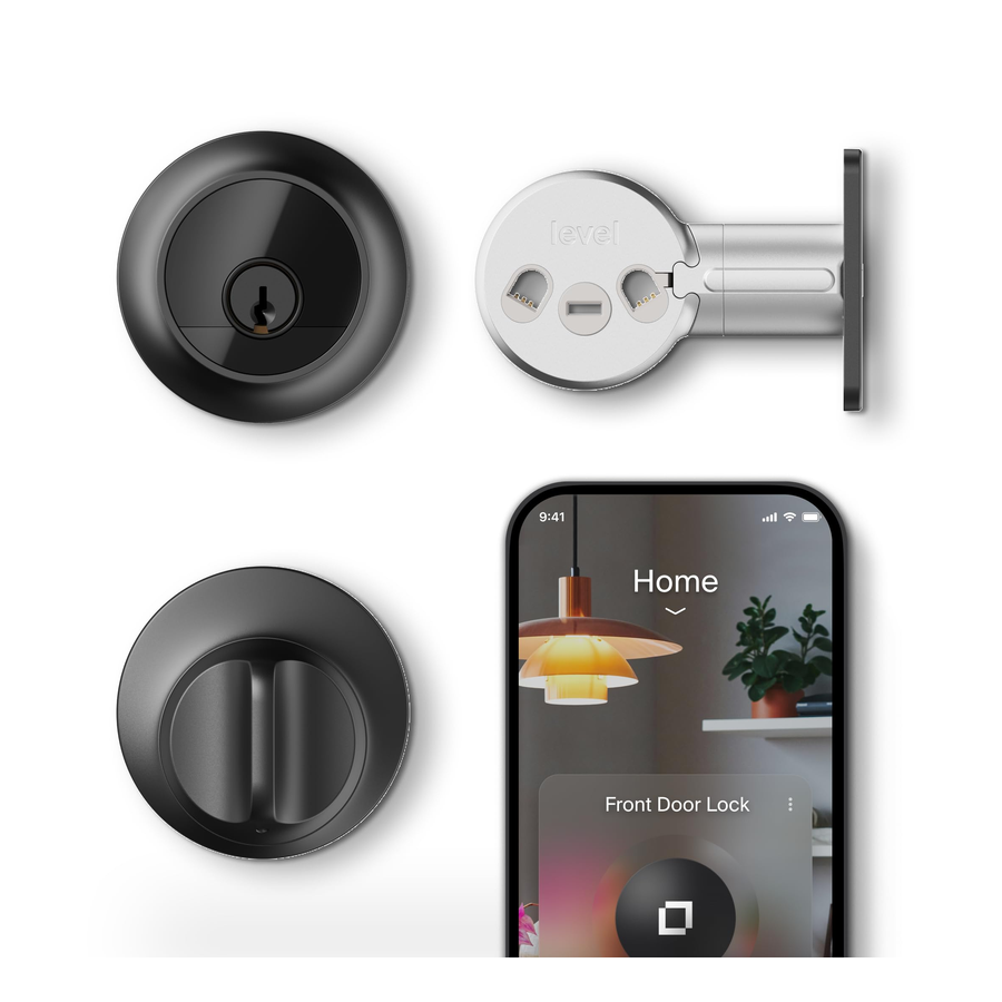 Level Lock Pro - 世界上最小、最快、创新的智能锁 - Matter-Over-Thread Deadbolt Plus Apple Home Key - 无钥匙和远程访问,通过 Apple 苹果、Alexa、Google Home、SmartThings (哑光黑色)